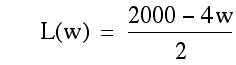 function(L,w)=(2000-(4*w))/2
